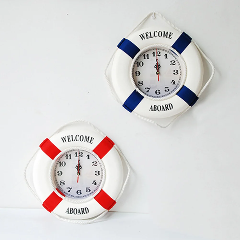 

Lifebuoy Wall Clock Modern The Mediterranean Hanging Round Decorative Clocks Simple