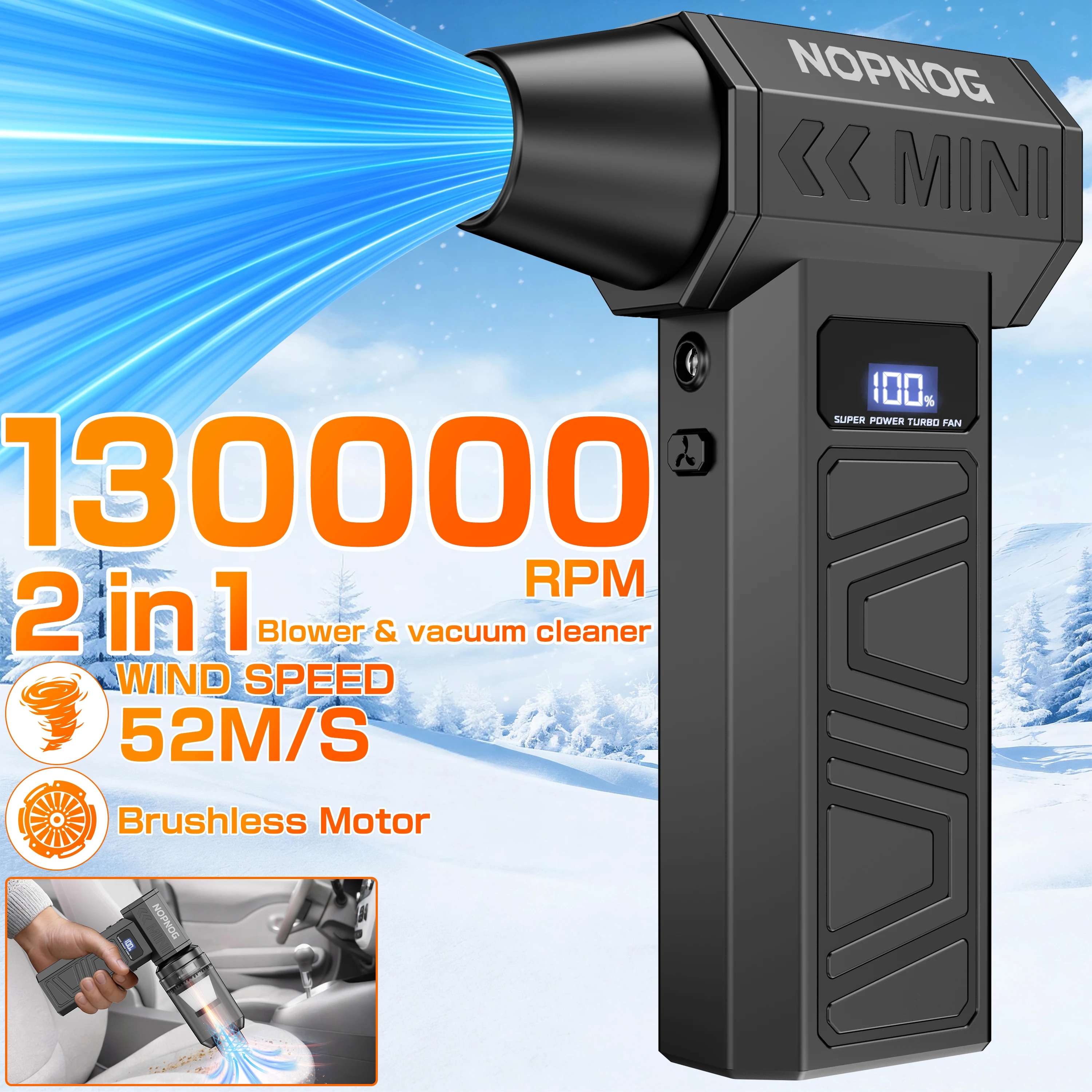 Blower Turbo Fan Violent Jet Fan Car Vacuum Cleaner Cleaning Blowing Tools Electric Air Duster Auto Dust Collector Blow and Suction 2 in 1 Portable Multipurpose PK X8