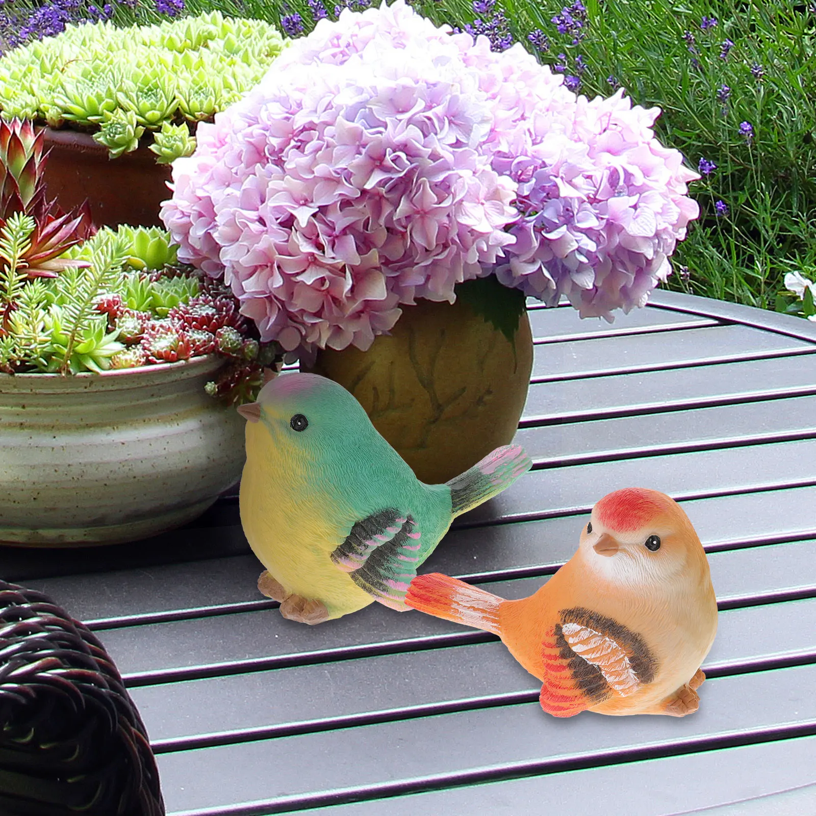 

2pcs Resin Bird Ornaments Lifelike Garden Decor Colorful Artificial Birds for Home Office Tree Decoration Gift Figurines