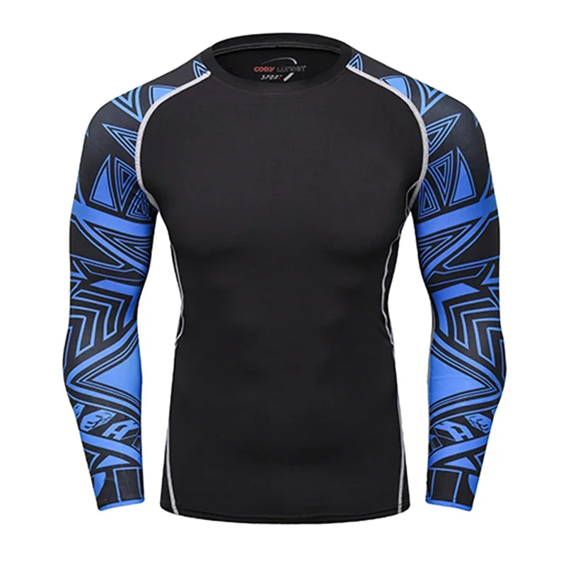 Men's Long Sleeve Compression Swim Shirt UPF 50  UV Protection Surfing Rash Guard Shirts Quick Dry Swimwear Athletic T-Shirts