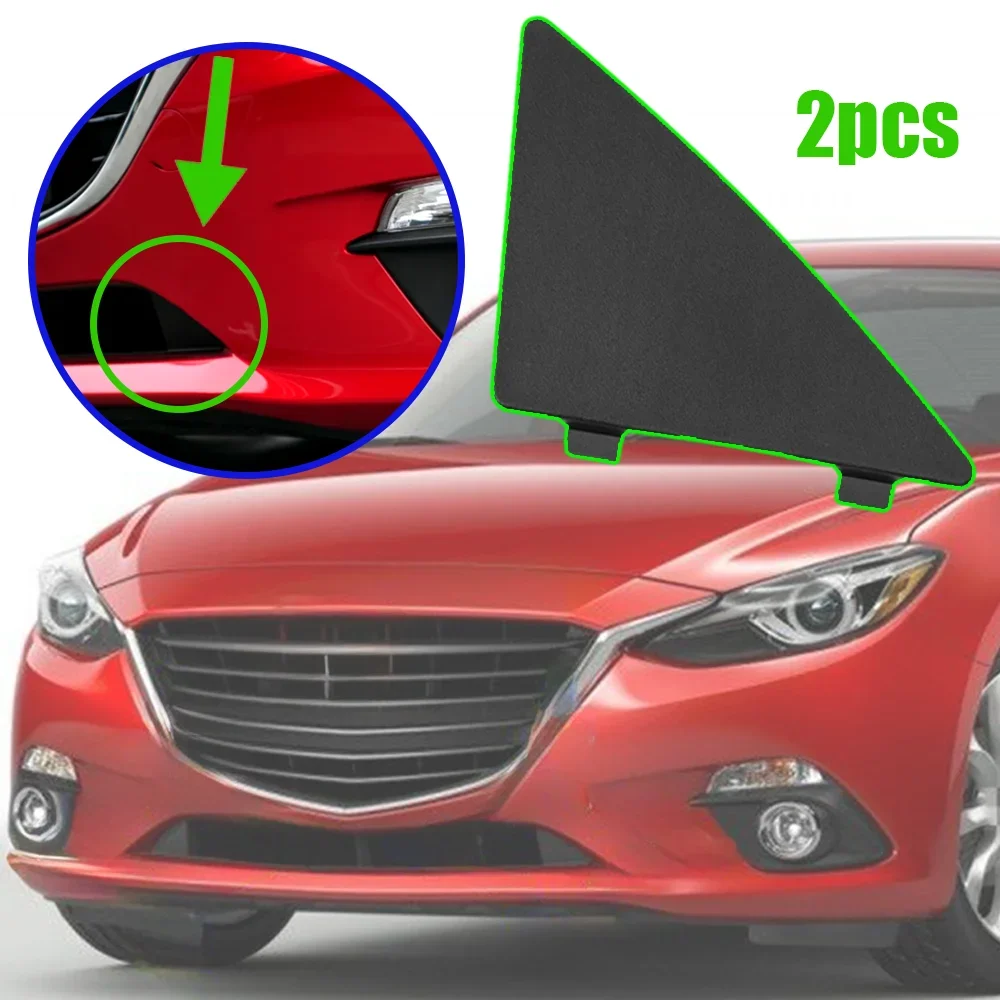 2x para Mazda 3 Axela 2014 2015 2016 BHN1-50-101 BHN1-50-102 tapa de cubierta de parachoques delantero de coche rejilla inferior triángulo embellecedor tapas de gancho de remolque