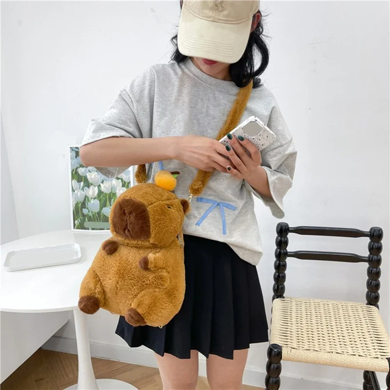 Capybara Plush Backpack Kawaii Fashion Plushie Doll Fur Bag Children\'s Bag Shoulder Bag Mini Knapsack Bags Gifts For Girlfriend