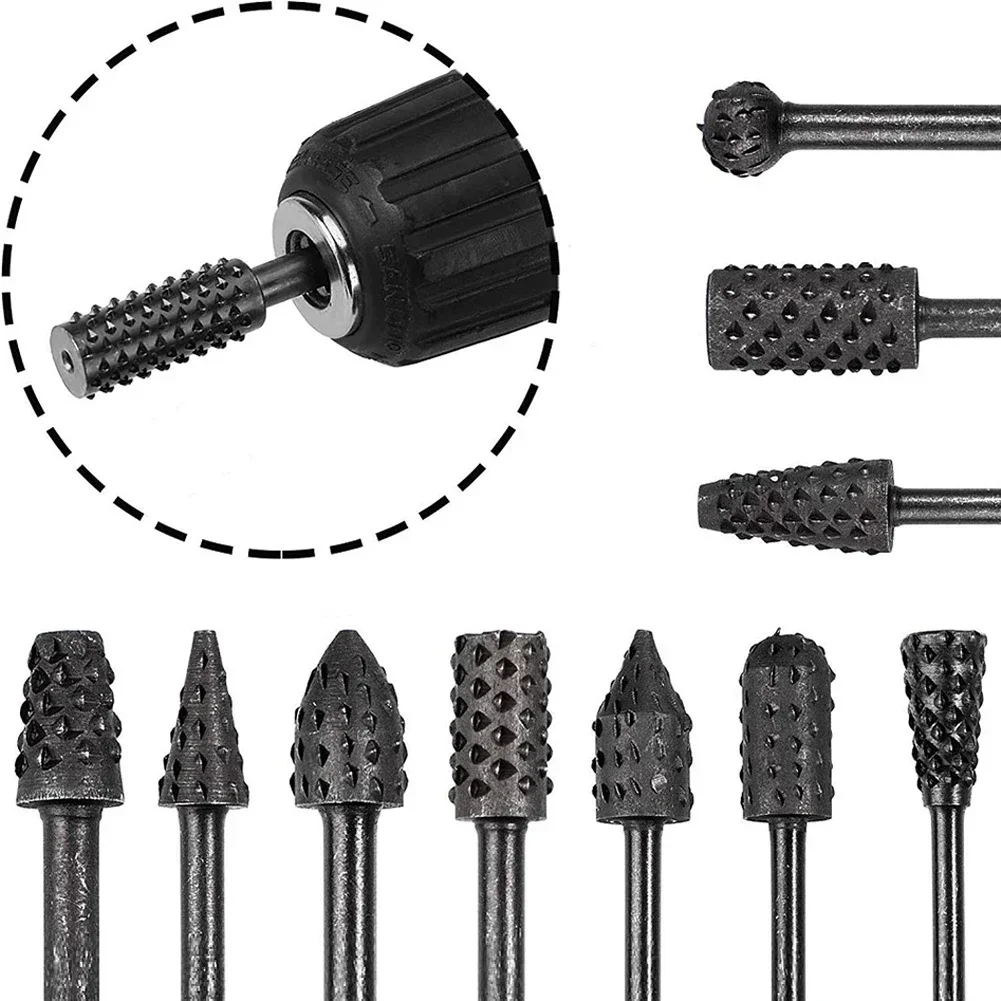10pcs/set Rotary Rasp File Drill Bits Rasp Set 1/8\
