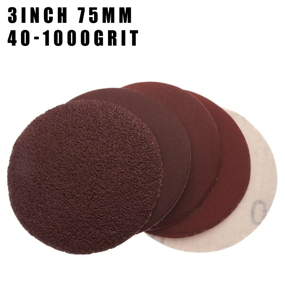 

5 10 20 pcs 3" Inch 75mm Back Velvet Disc Red Sandpaper Abrasives 40-1000 Grit For Woodworking Metal Car Sanding and Polishing