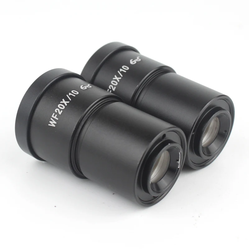 Une paire d'oculaires WF10X WF15X WF20X WF25X WF30X pour Microscope stéréo, champ large 20mm 15mm 10mm 9mm WF10X/20, Point oculaire élevé