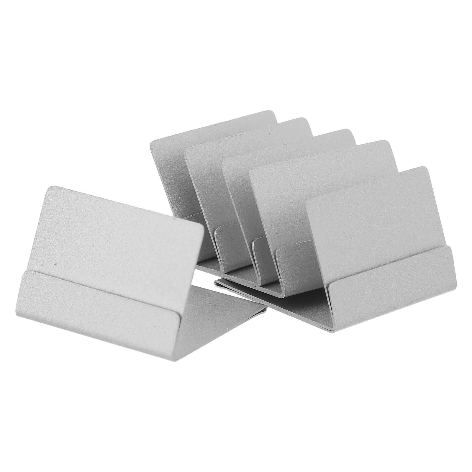 6Pcs Stainless Steel Business Card Holder Desk Stand Vertical Metal Name Card Display Stand for Office Reception Meeting Table