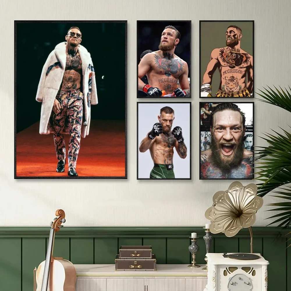 1PC Ufc Conor McGregor Poster Self-adhesive Art Waterproof Paper Sticker Coffee House Bar Room Wall Decor