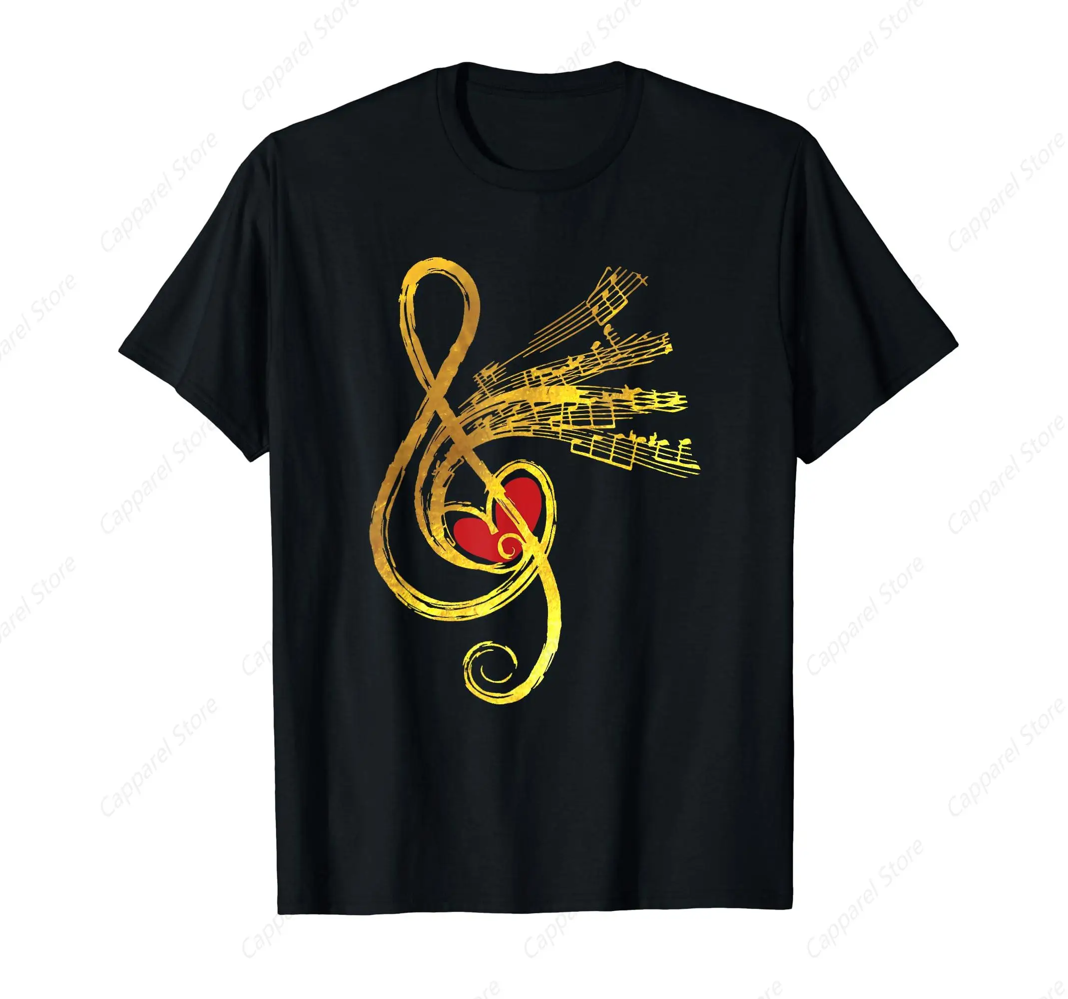 

Gold Music Note Symbol Musician Composer Unique T-Shirt for Men Cotton 100% Summer Tops Women