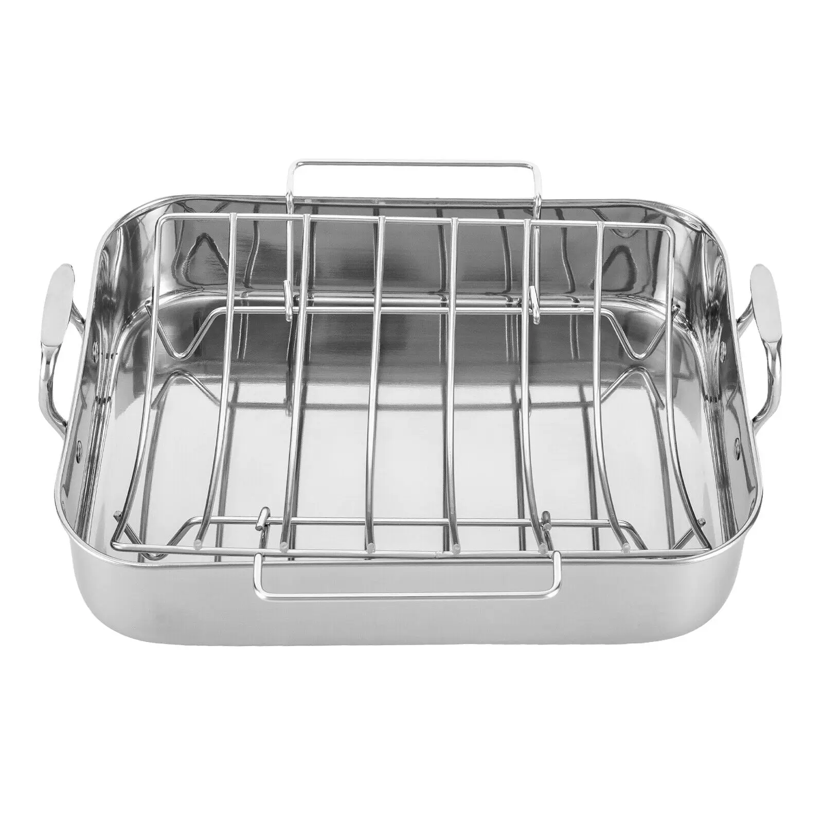 

Rectangle Roasting Pan,Stainless Steel Large Turkey Roaster Pan with U Rack & Cooling Rack