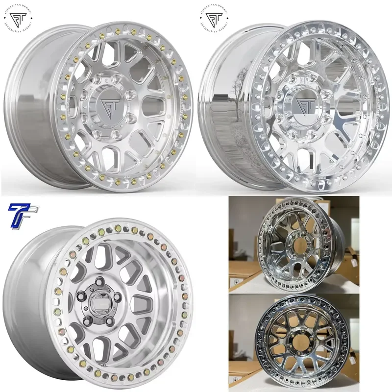 

i KMC 17x9J 18x10J Offset Chrome Aluminum Beadlock Wheel 30mm ET Forged Multi-Spoke Truck Wheels 6x139.7 35mm ET 100mm Drag