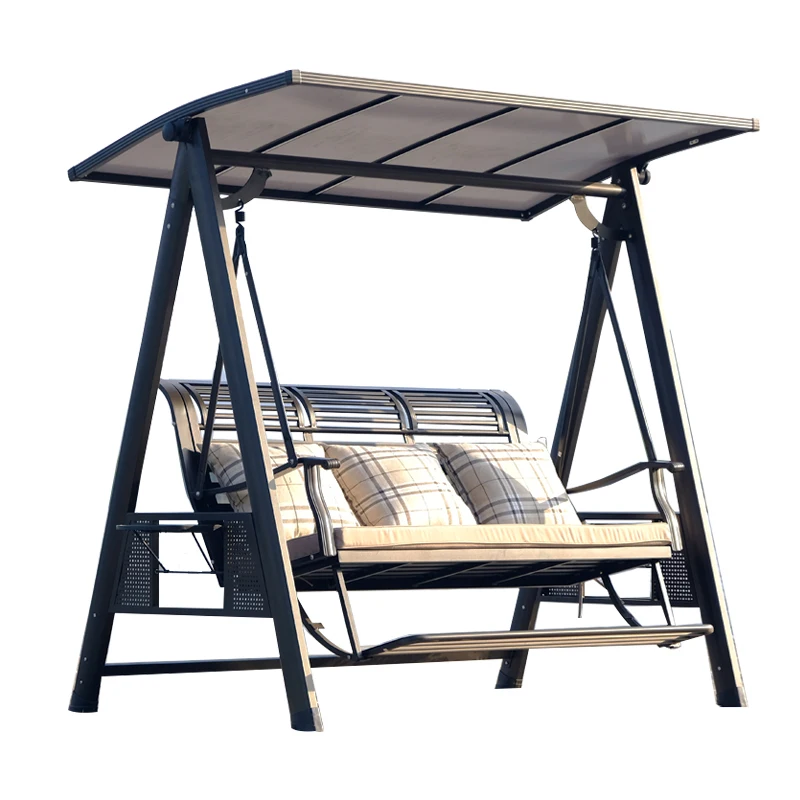 Outdoor Cast Aluminum Garden Swings Chair Stylish 3 People Outdoor Swing for Leisure Park Courtyard Villa Patio Swings