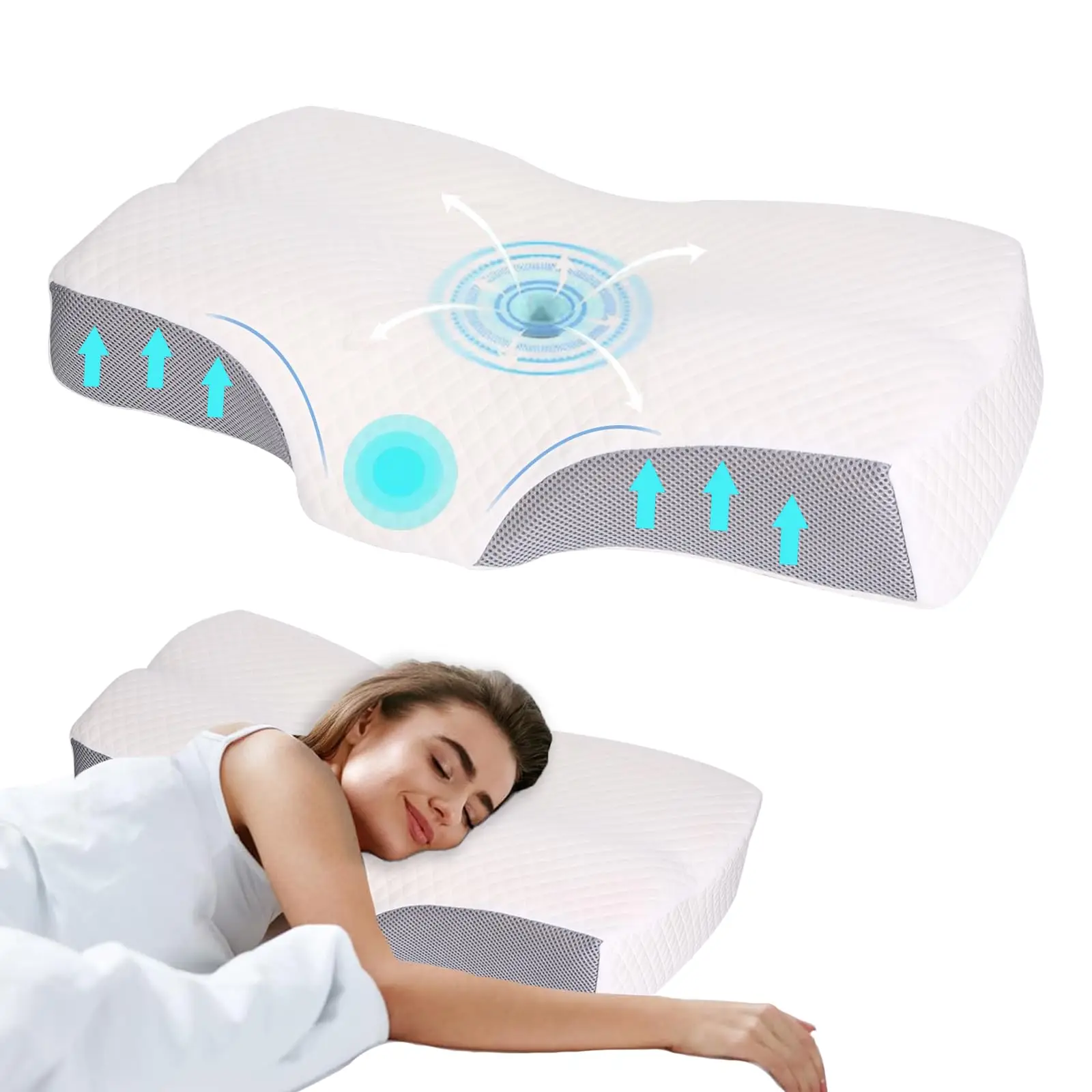 

1PC Ergonomic Contour Pillow Neck Shoulder Pain Relief Orthopedic Correction Traction Support for All Sleeping Positions