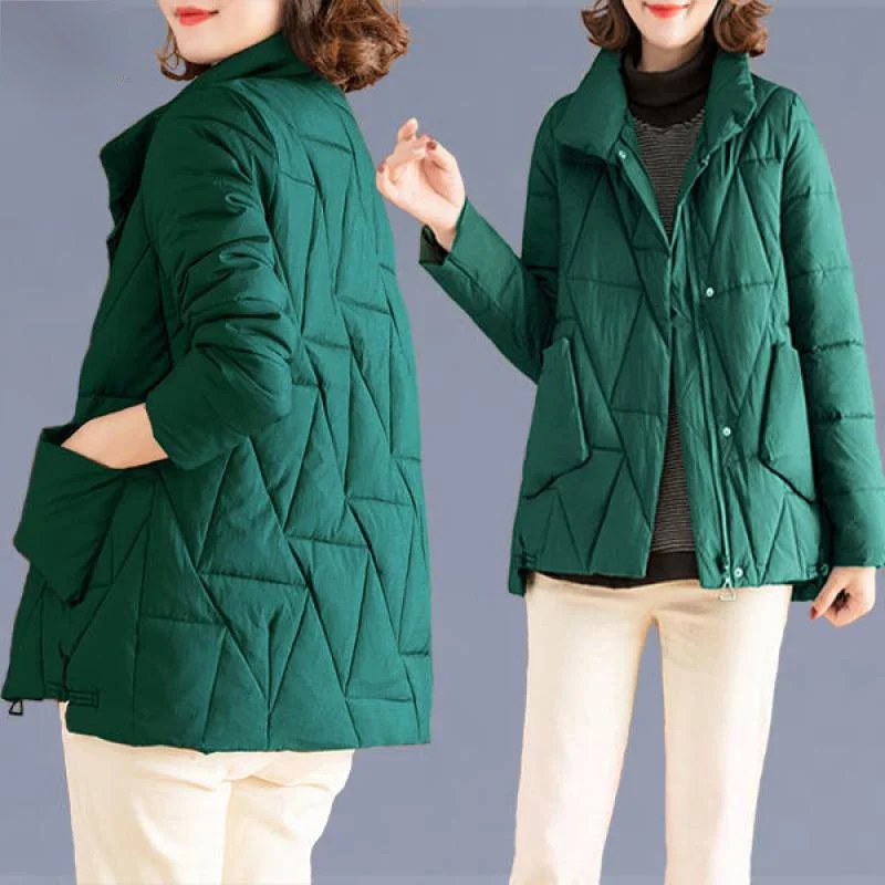 Parkas Women Stand Collar Down Cotton Overcoat Female Jacket Parka Thick Warm Cotton Padded Outwear 2023 New Winter Jacket