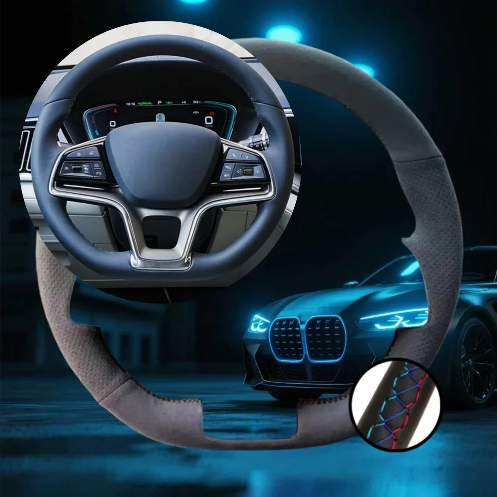 

Индивидуальный противоскользящий чехол на руль автомобиля для BYD Song Plus Dmi Song Pro EV New Energy Qin Plus, сшитая вручную обертка на руль