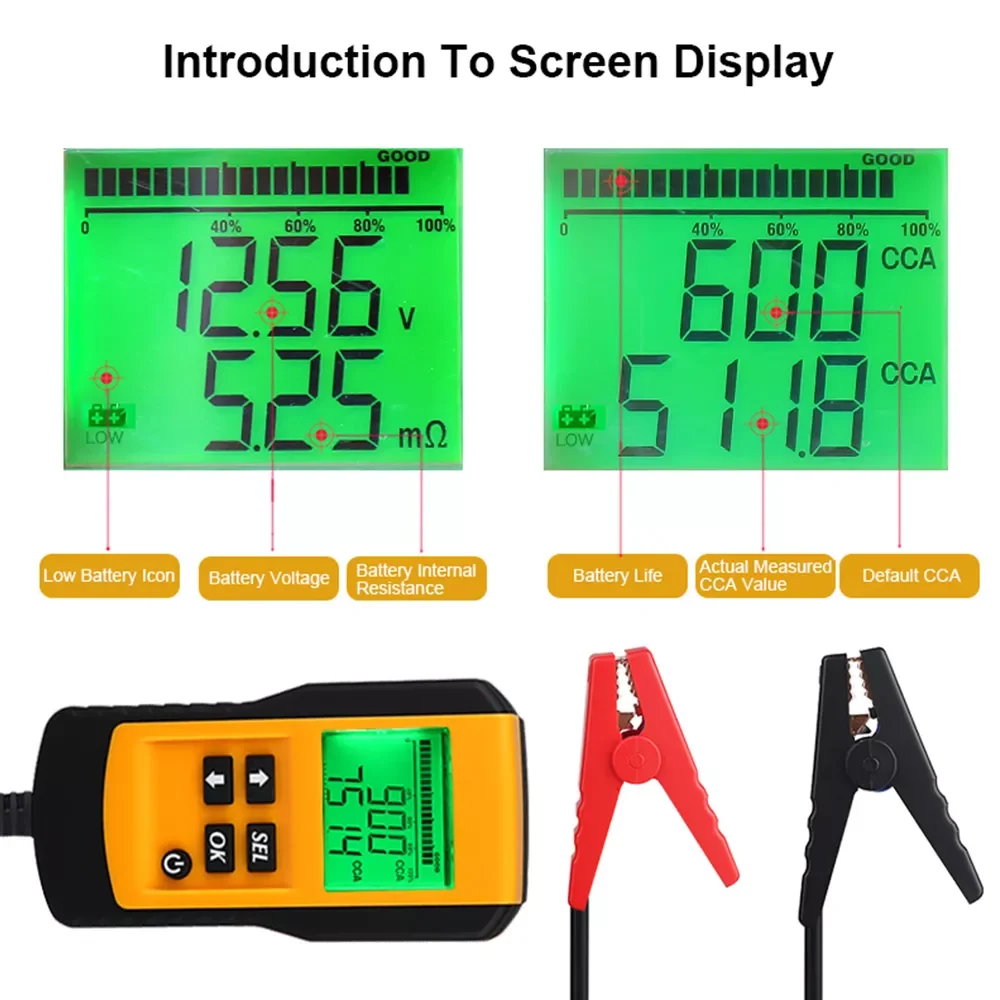 Universal 12V Car Battery Digital Tester Auto Battery Analysis Diagnostic Tool For Dry Wet Gel AGM Lead Acid Battery 12V