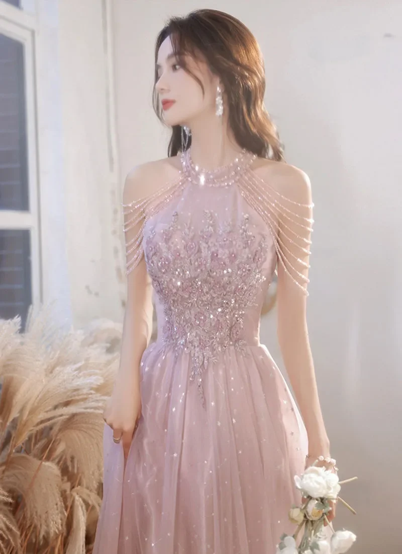 Modern High Quality Pink Evening Dress 2025 for Prom Summer Autumn