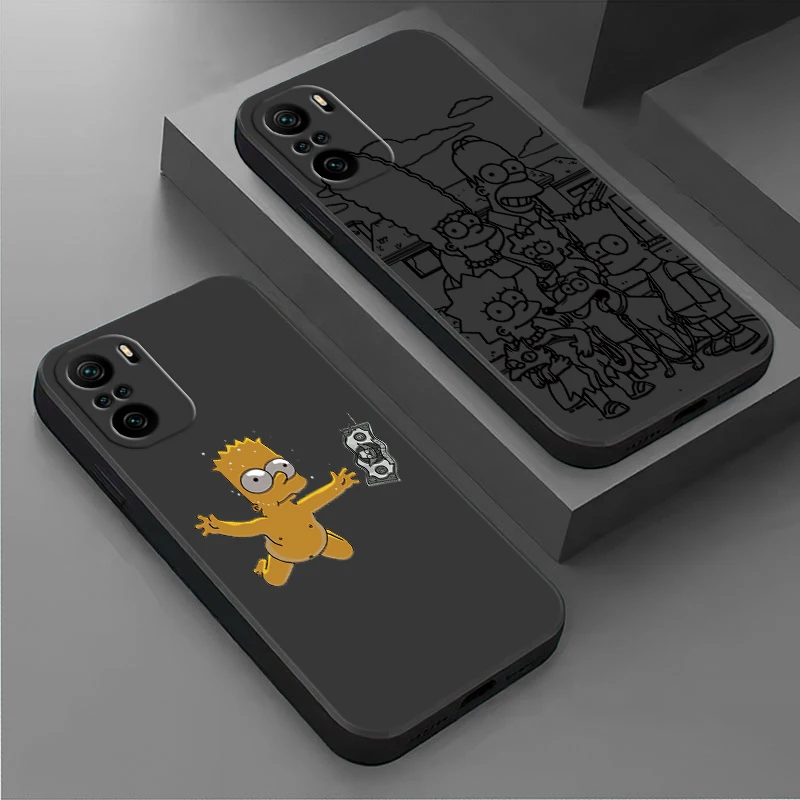 Kreskówka Cute The Simpsons etui na telefon dla Xiaomi Redmi Note 12 11E 11S 11 11T 10 10S 9 9T 9S 8T Pro Plus 5G czarna okładka