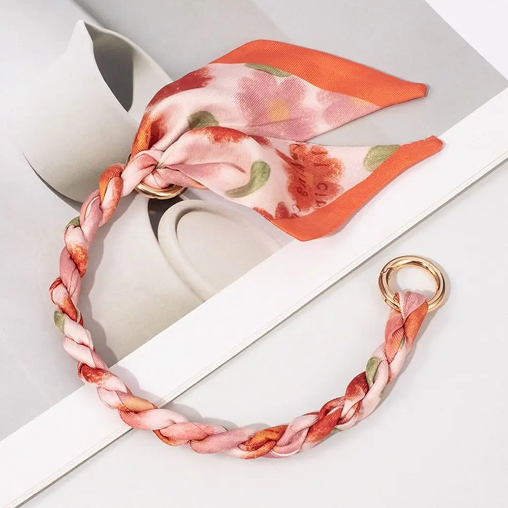Silk Scarf Ribbon Handbag Accessories Chain Fashion Scarf Metal Chain Handle Bag Decor Bow Multifunction Ribbon Handbag Strap