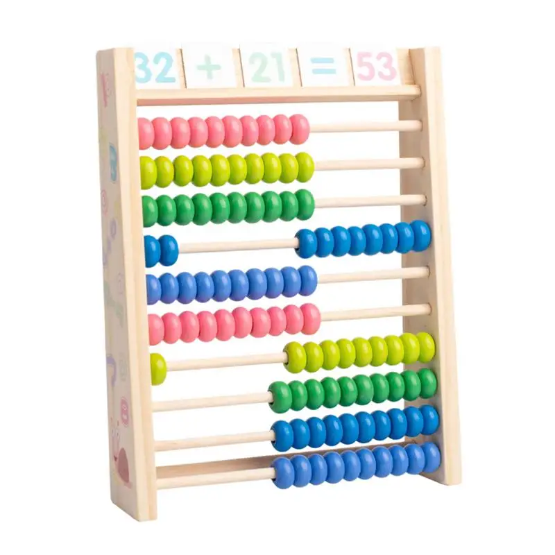 

Wooden Abacus 10 Rows Wood Colorful Abacus Arithmetic Frame For Kids Educational Counting Toys Primary School Supplies With 100