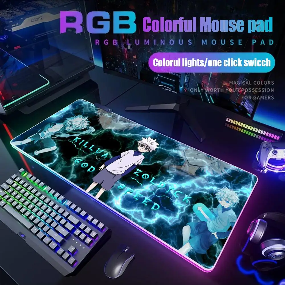 

Hunter x Hunter Mouse Pad Gamer Rgb Desk Mat Back Light Led Mousepad Setup Gaming Accessories Deskmat Big Mousepepad Backlight