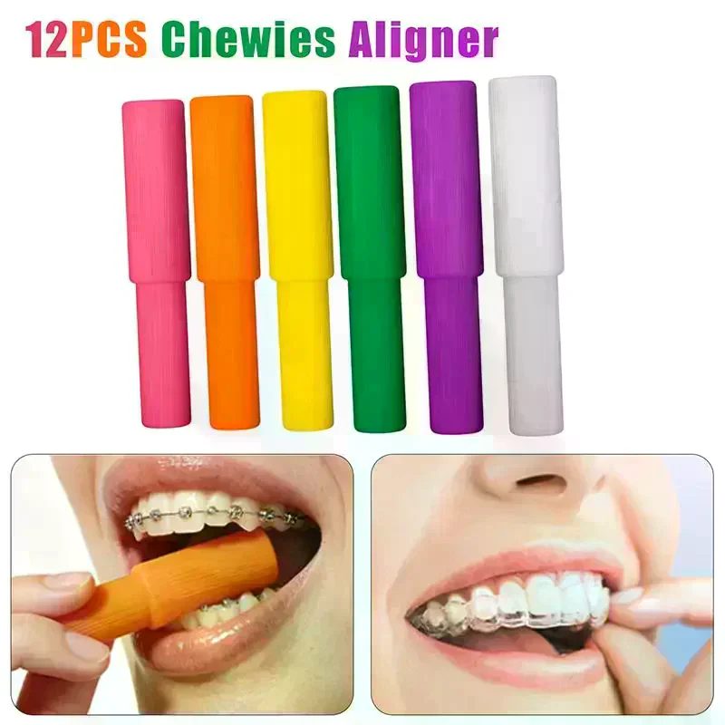 12Pcs Dental Chewies Aligner Fruit Flavor Soft Silicone Tray Seater Bite Chewies Face Correction Dental Care Tool