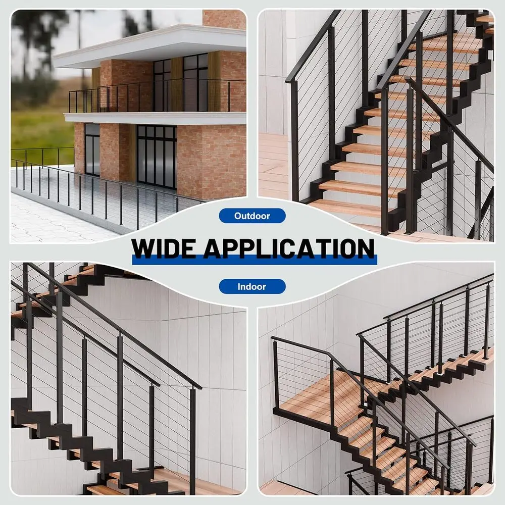 Stainless Steel Handrail for Deck Stair Cable Railing System, Cuttable Rectangular Rail, Indoor Outdoor Use