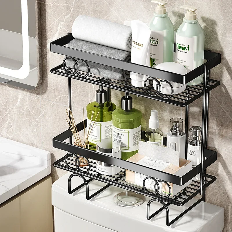Shelf above the toilet in the bathroom toilet toilet toilet toilet wall hanging multi-functional storage rack without punching