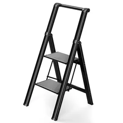 Ladnamy Two Step Folding Ladder Household Herringbone Ladder Indoor Thick Aluminum Alloy Rack Multifunctional Ladder Stool