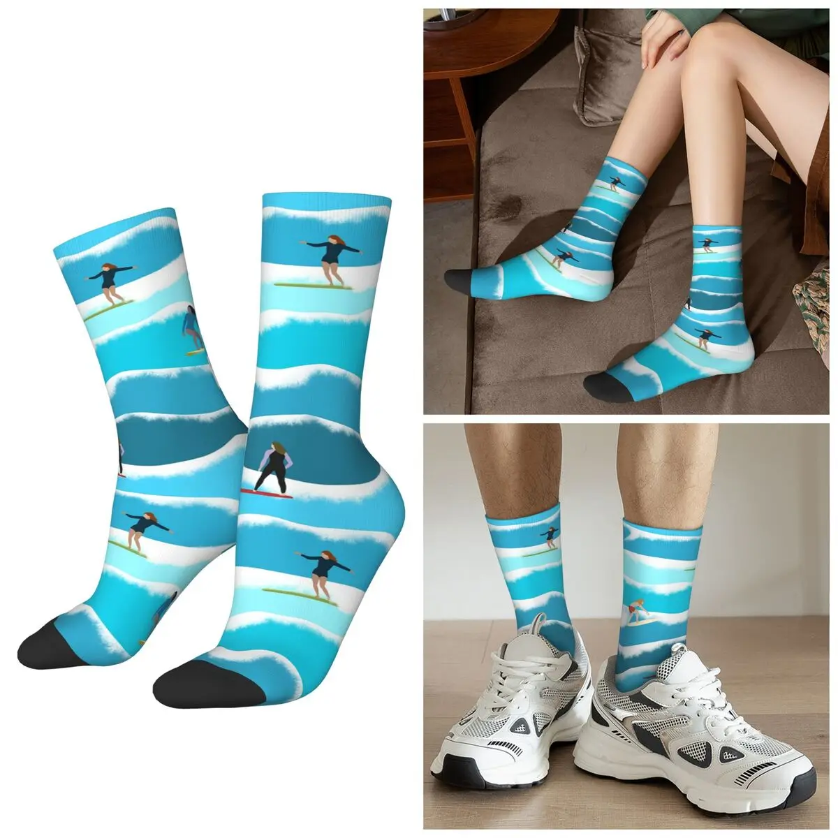 

Всесезонные носки South West Surfers, носки в стиле Харадзюку, чулки в стиле хип-хоп для мужчин и женщин, рождественские подарки