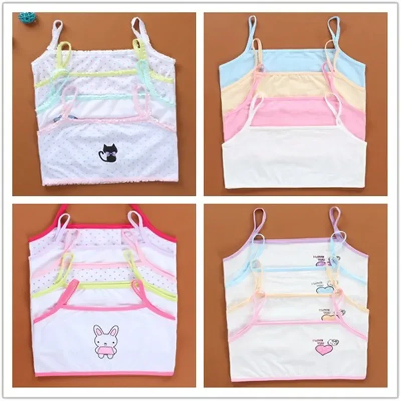 

10Pc/Lot Kids Underwear Cotton Girls Tank Top Candy Color Undershirt Girls Singlet Baby Camisole 8-14Y