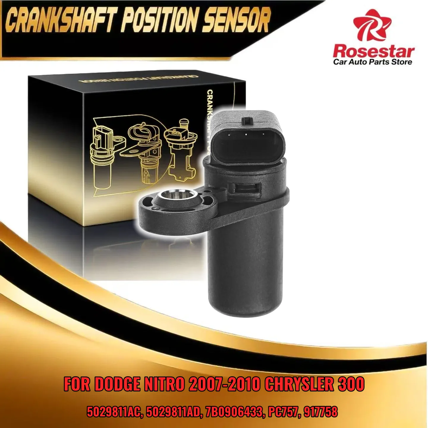 

7B0906433 Engine Crankshaft Position Sensor fits Chrysler Sebring 07-10 Dodge Jeep Wrangler PC757 917758