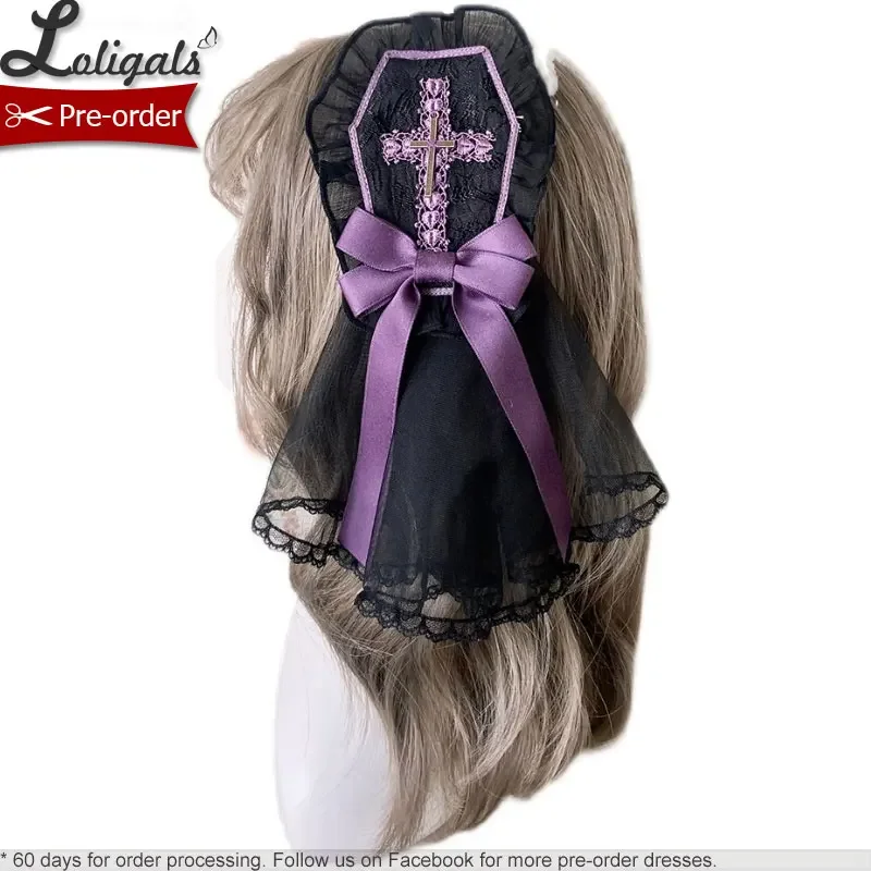 Krzyż ~ Gotycka spinka do włosów Lolita z welonem marki Alice Girl ~ zamówienie w przedsprzedaży