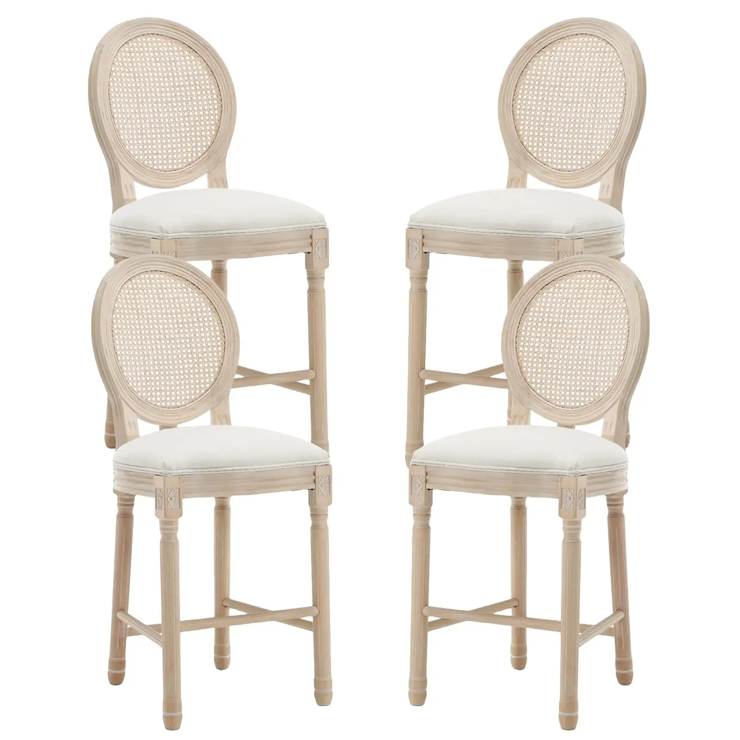 French Country Bar Stools Linen Farmhouse Counter Height Chair, Customized
