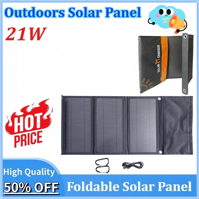 

Newly upgraded Portable Outdoors Solar Panel 5V 21W Foldable Waterproof USB Solar Cells Smartphone Mobile Power Battery Charger