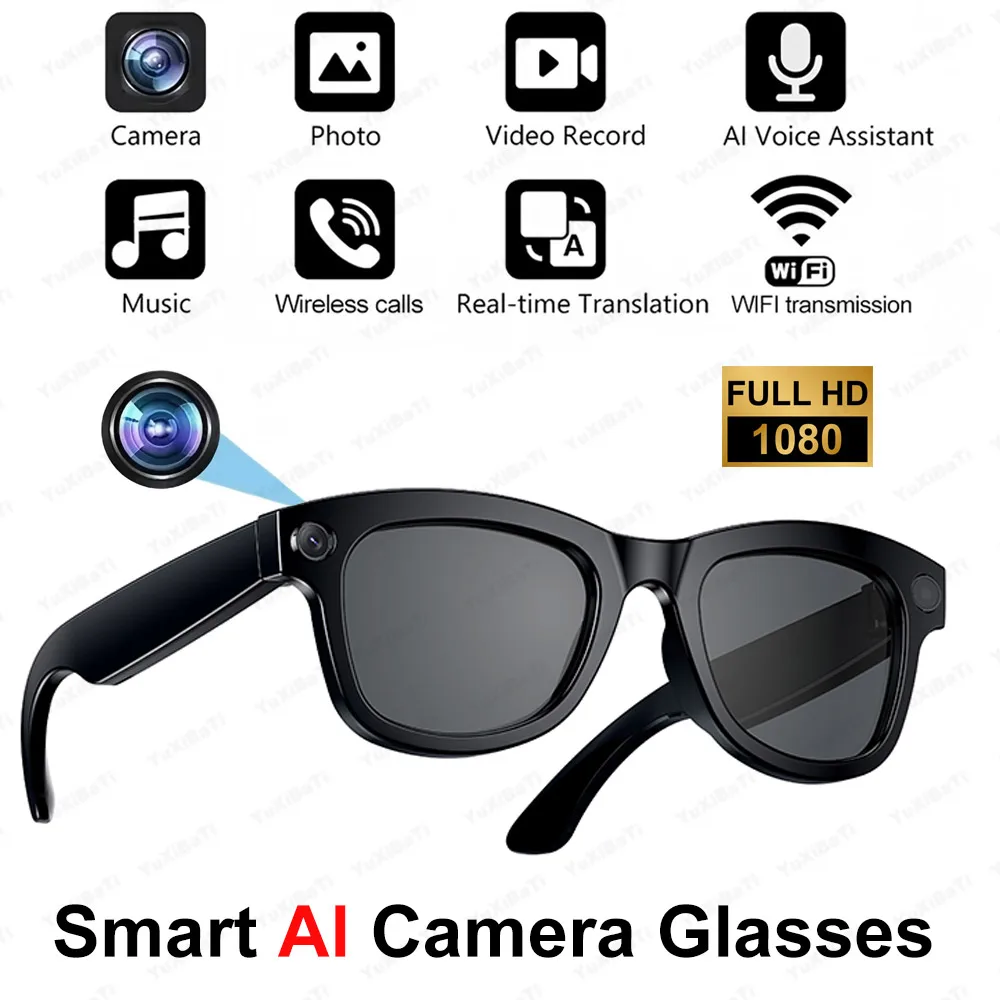 

New AI Smart Glasses Camera HD 1080P Polarized Sunglasses Mini Camera Video Recorder Security Sports DVR Surveillance Camcorder