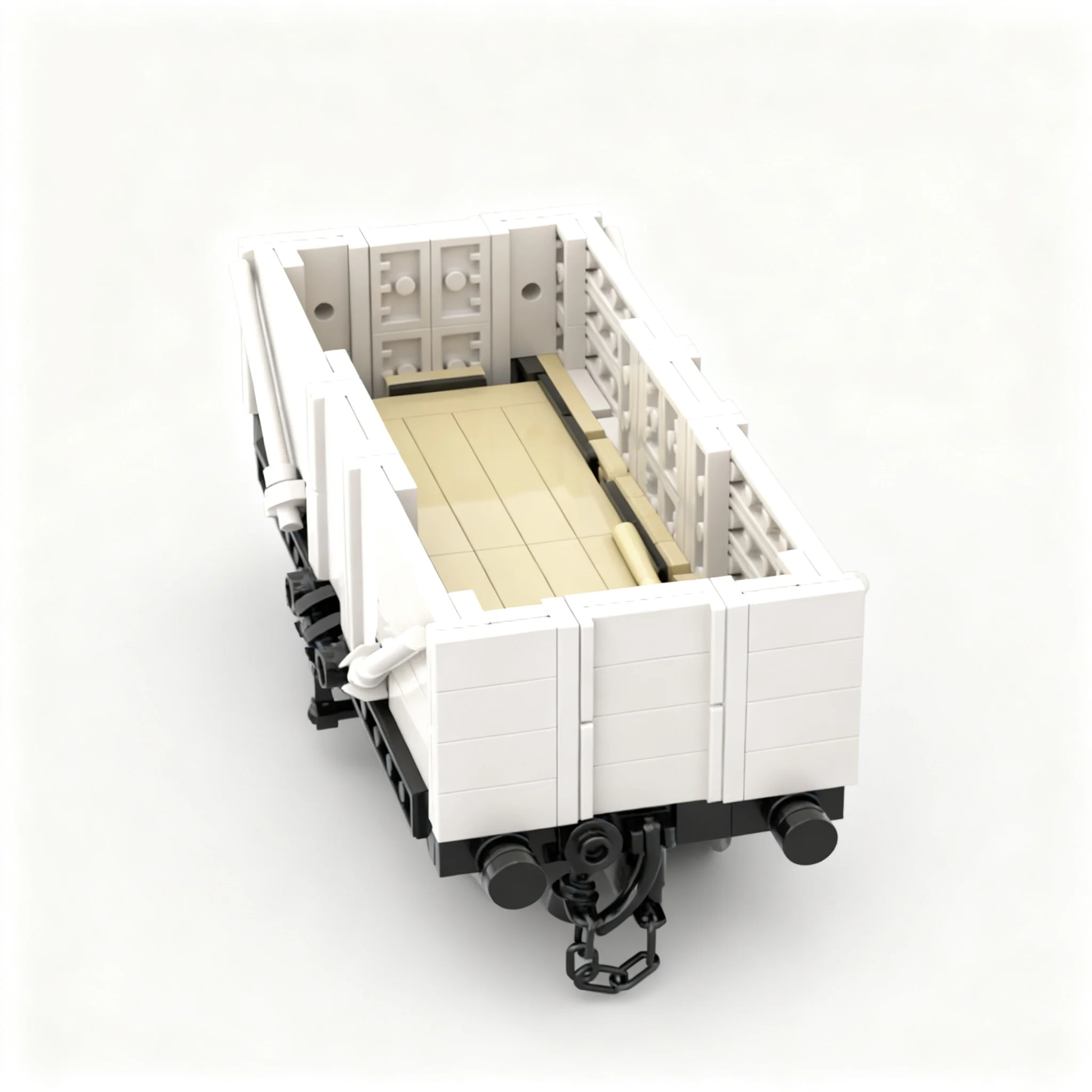 280pcs MOC Train Mineral Wagon - LNER Style ~ 8 Studs Wide ~ White & Black Livery - Coal Car Model Christmas Gift DIY Home Decor