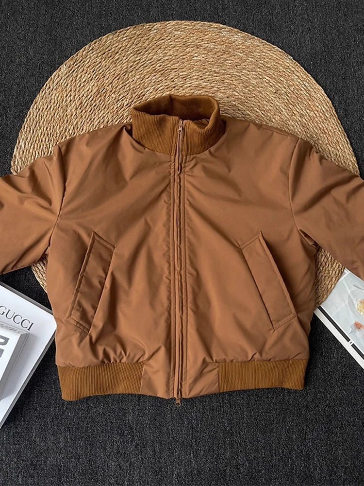 الرجال القطن الطيران Jaet الشتاء Thiened ort Sle مبطن الدفء ألياف البوليستر طويلة Sve سستة إغلاق لون نقي