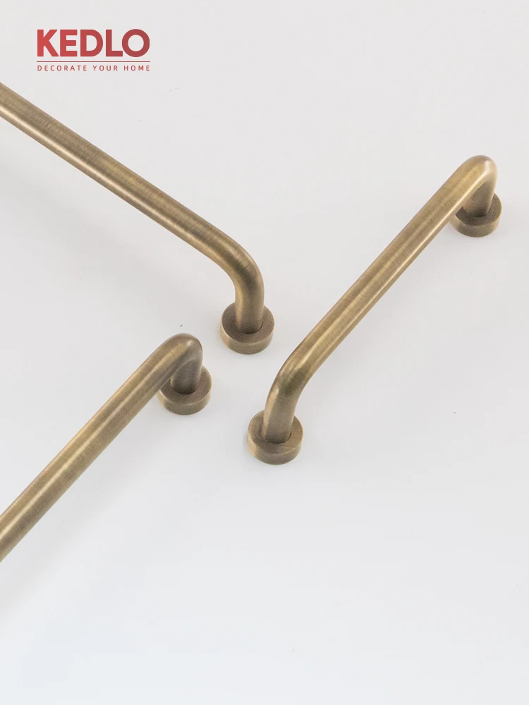 KEDLO modern minimalist solid brass U-shaped long handle bathroom towel rack kitchen cabinet antique brass Pull