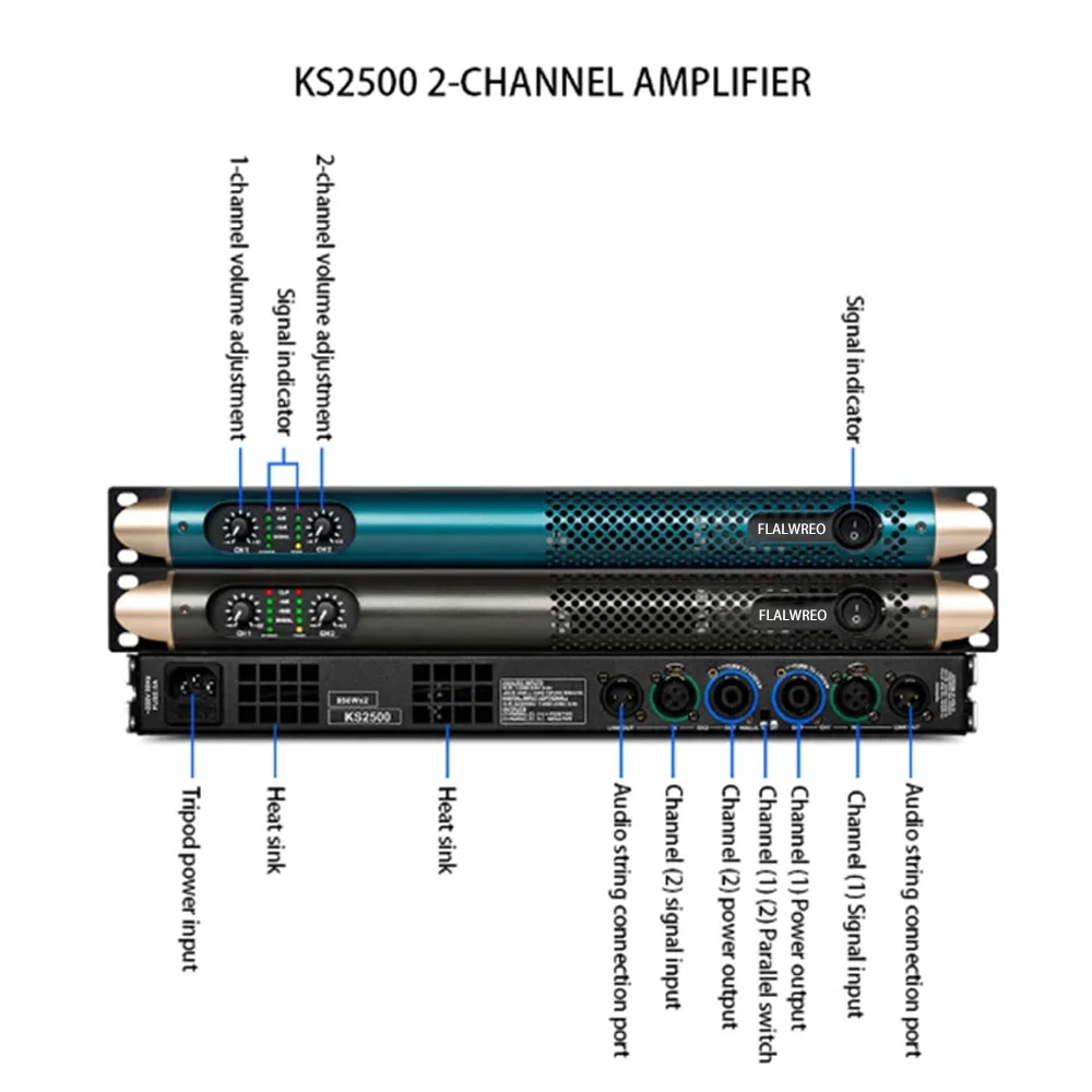 KS4500 パワーアンプ 4チャンネル 8Ω 1200W オーディオアンプ デジタルアンプ オーディオ DJ ステージパフォーマンス