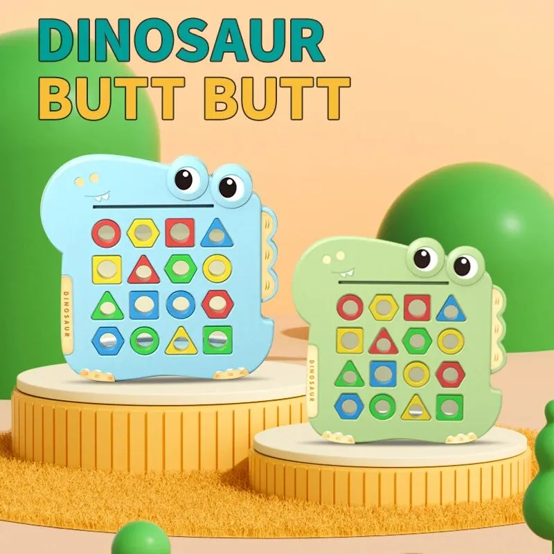 لعبة تعليمية متطابقة على شكل ديناصور - قطعة واحدة، لعبة هندسية معرفية مكونة من لاعبين للأطفال الصغار، مهارات التفكير