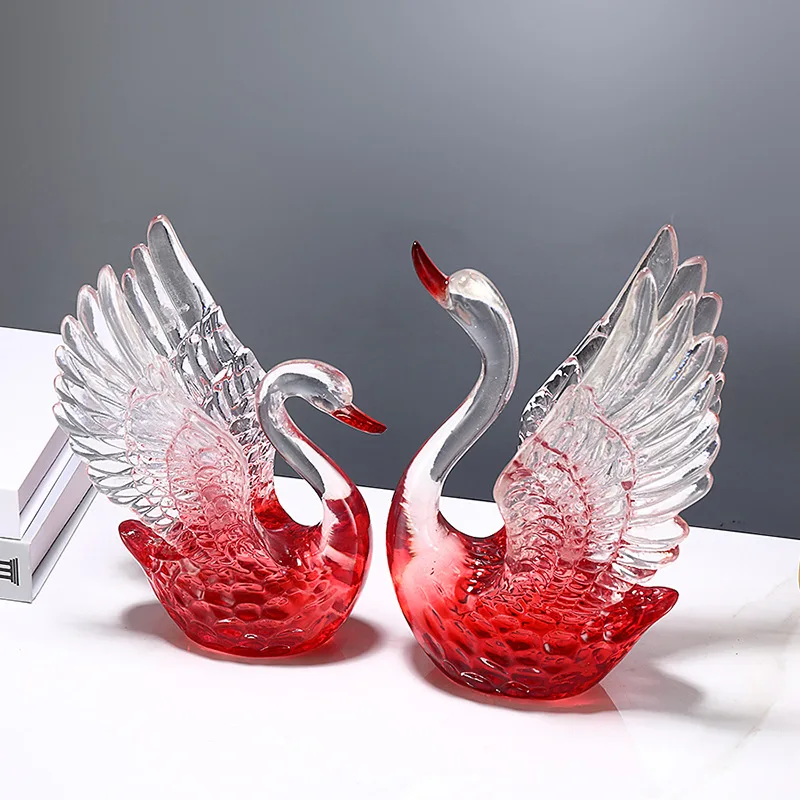 HYS high-end modern crystal swan home ornaments wine cabinet window porch ornaments couple wedding engagement gifts
