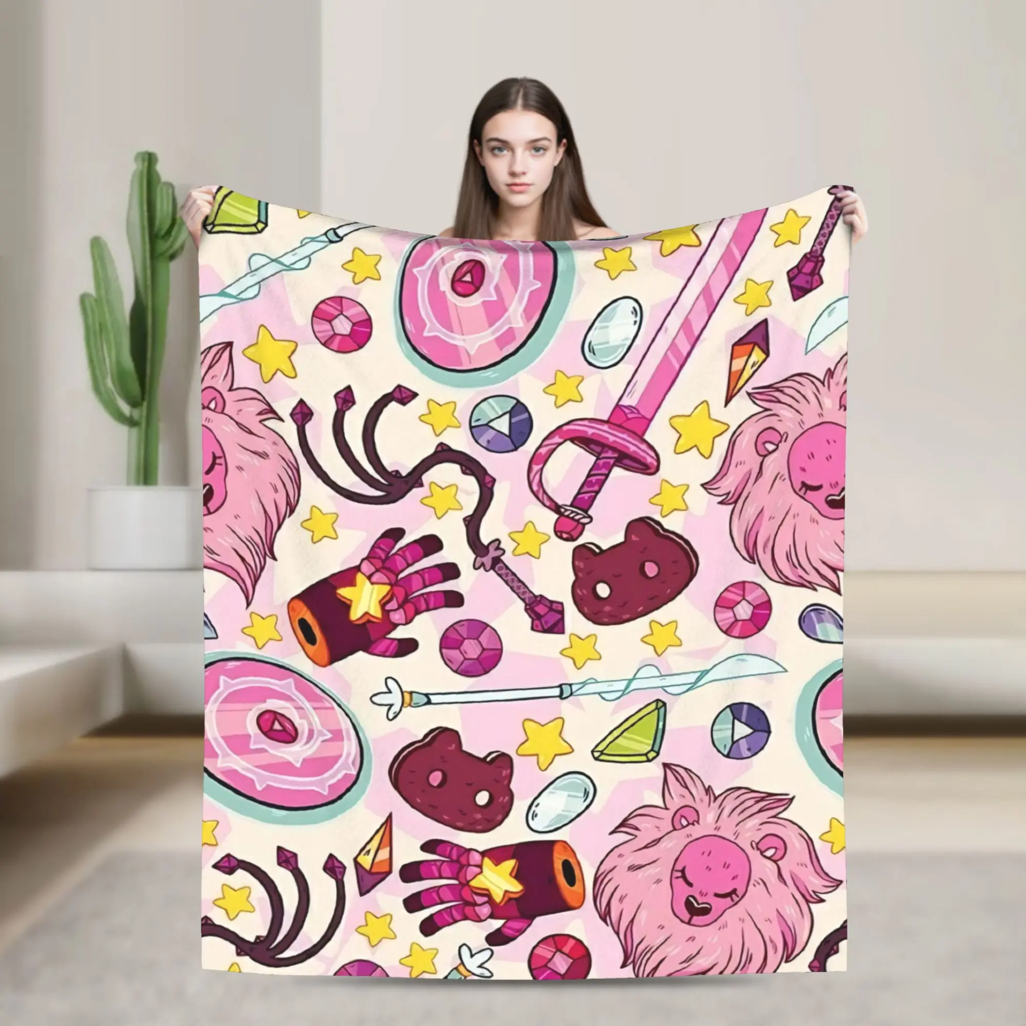 Garnet Peridot Lapis Lazuli Amethyst Knitted Blankets Flannel Steven Super Warm Throw Blanket for Car Sofa Couch Bedspread