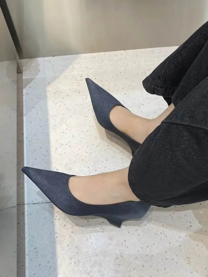 Pointed Toe Women Pumps 2024 New Arrivals Fashion Office Pumps Wedge High Heels Mixed Color Dress Shoes Woman Sexy Size 35-39