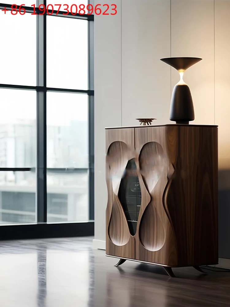 

Боковые шкафы из натурального черного ореха, современный минималистичный настенный шкаф для хранения вещей