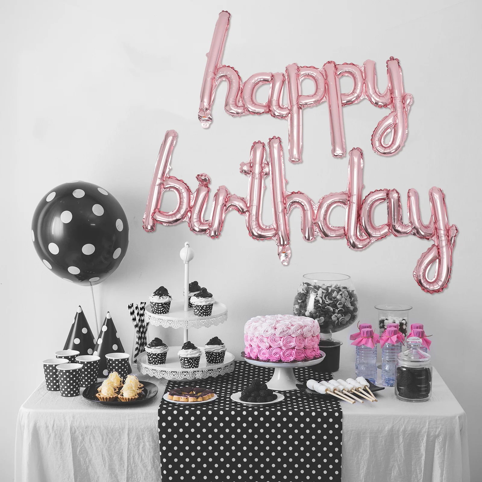 

1 Set Happy Birthday Aluminum Foil Balloon Decor Party Celebration Bright Birthday Balloon Set For Women Festival