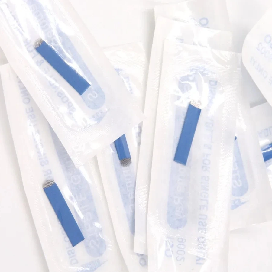18U Flex Blades U Shape Microblading Tebori Blades Needles Tattoo Needles 50pcs Permanent Makeup Needle Manual Eyebrow Blades