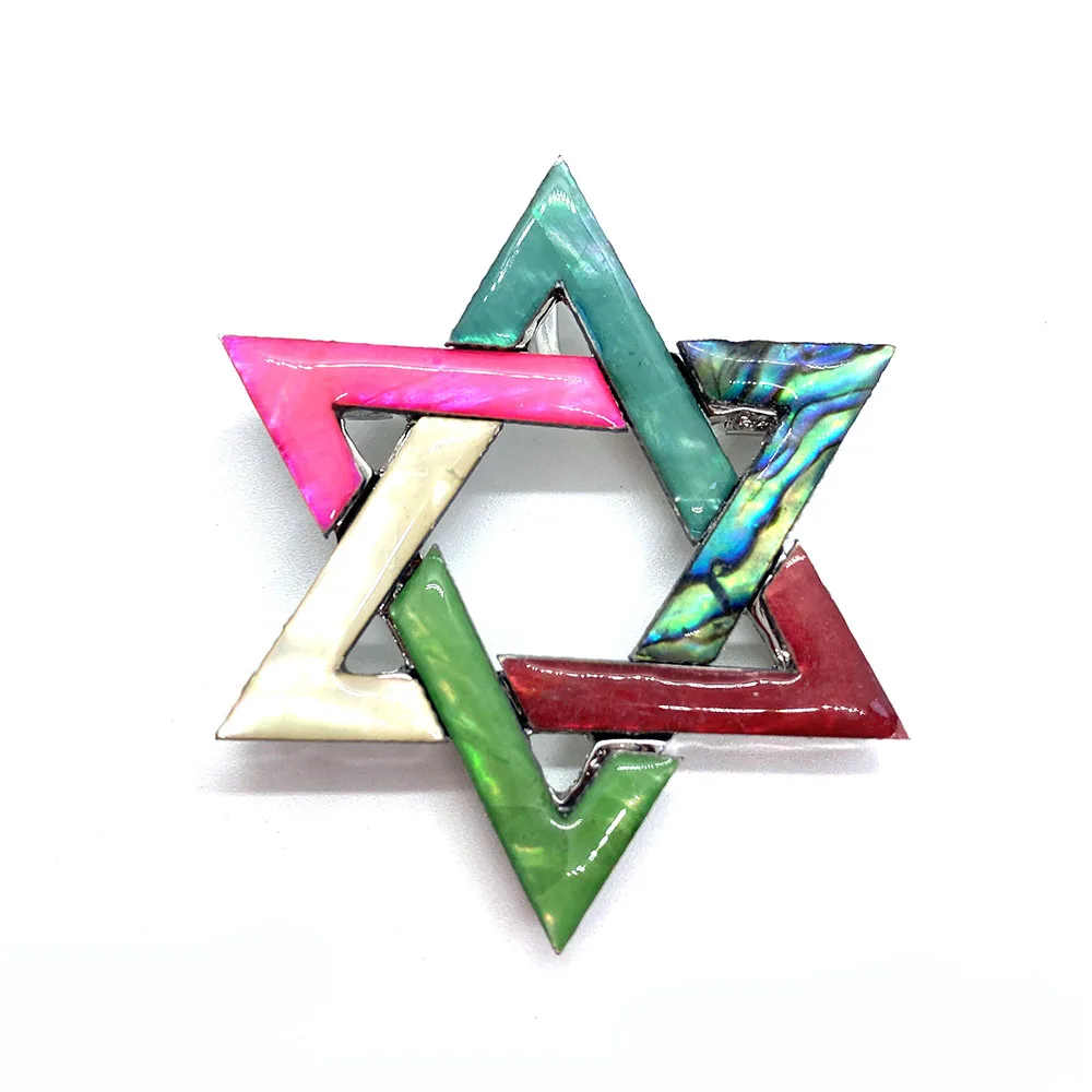 Natural Shell Star Brooch Necklace Pendant Abalone  Mother Of Pearl DIY Making Hexagonal  Scarf Buckle Jewelry image 6