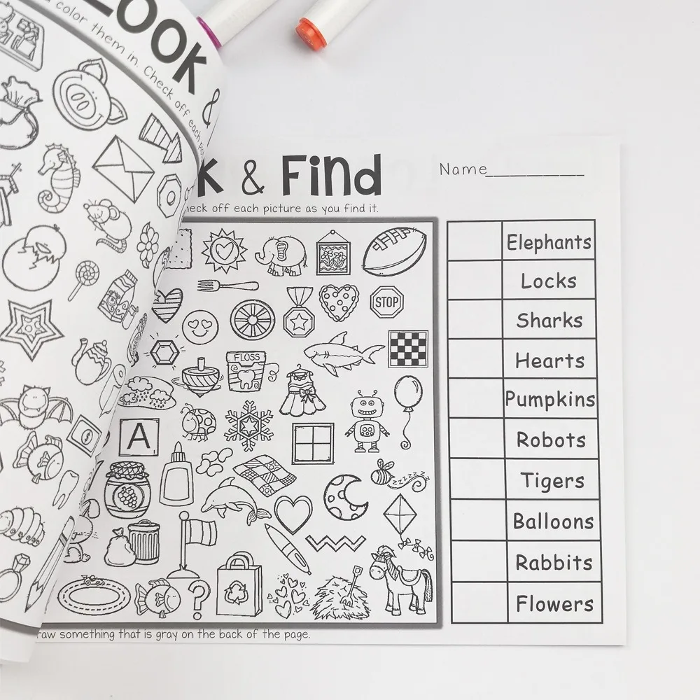 Children's Search for Items Game, Enhance Visual Perception, Fun Coloring Book, Focus and Attention, Handwriting Exercise Book