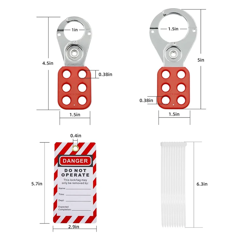 

-Набор Tagout Lockout Tagout - 2 стальных застежек Loto, бирка 10 Lockout Tagout, 10 нейлоновых стяжек, нейлоновые замки для хранения мешков Lockout Tagout, Durab