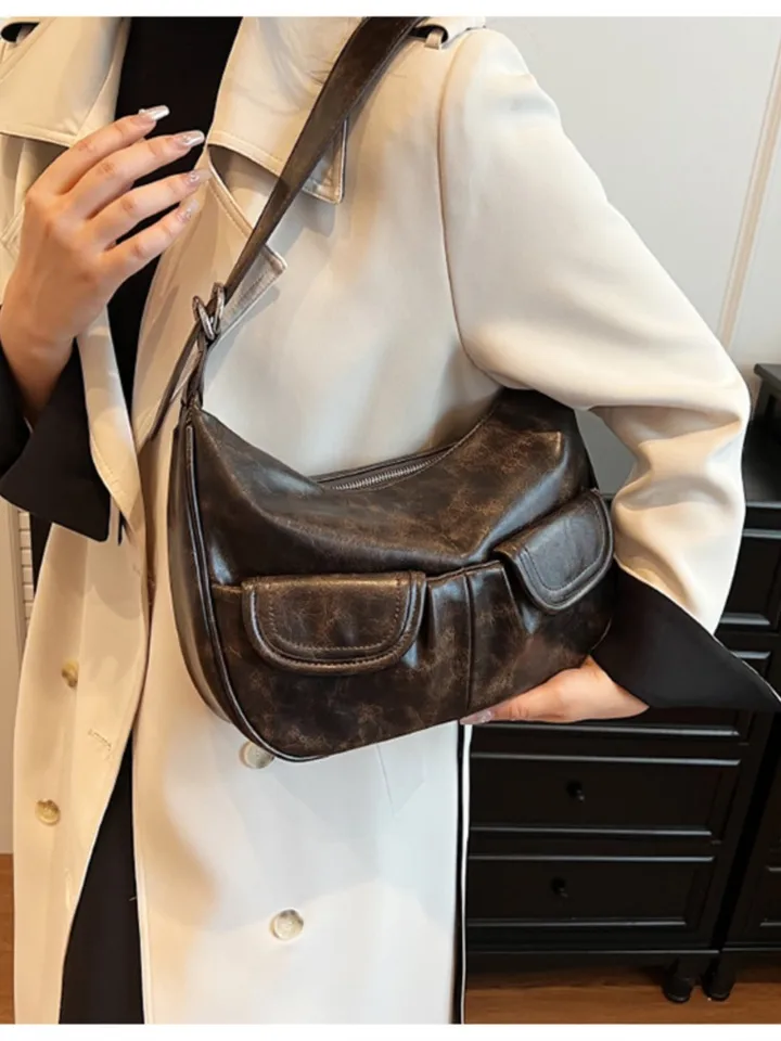 JIAERDI Vintage Coffee Shoulder Bag Women Retro New Autumn Pocket
